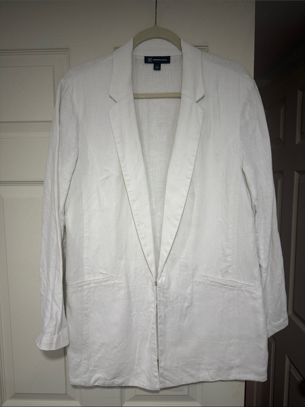 INC International Concepts White Linen Blazer Jacket